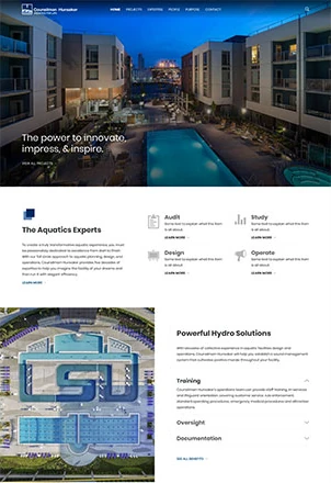Counsilman-Hunsaker desktop website design with an aquatic facility hero and featured projects